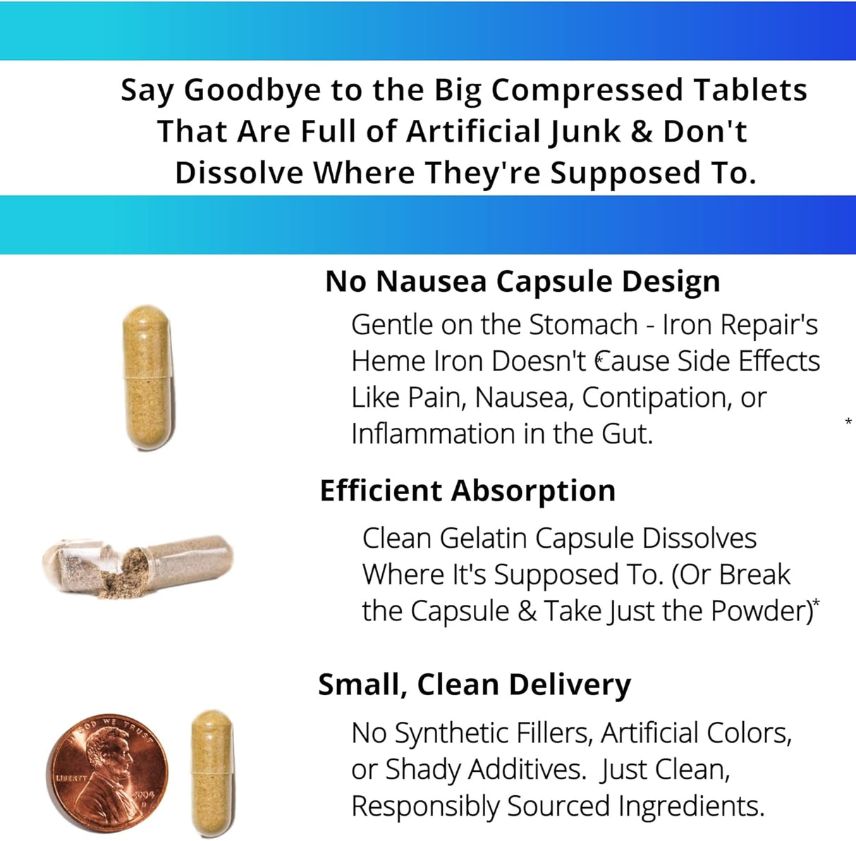 Suplemento de hierro heme eleva la hemoglobina y suave 90 un
