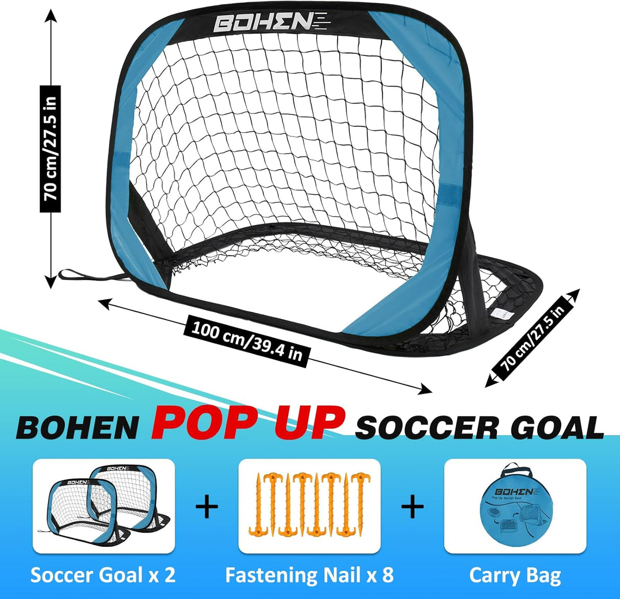 Porteria de futbol portatil, facil de armar, plegable