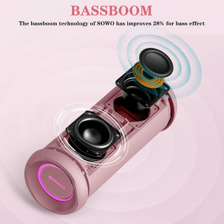 Altavoz Bluetooth portátil para exteriores IPX7 con bassboom