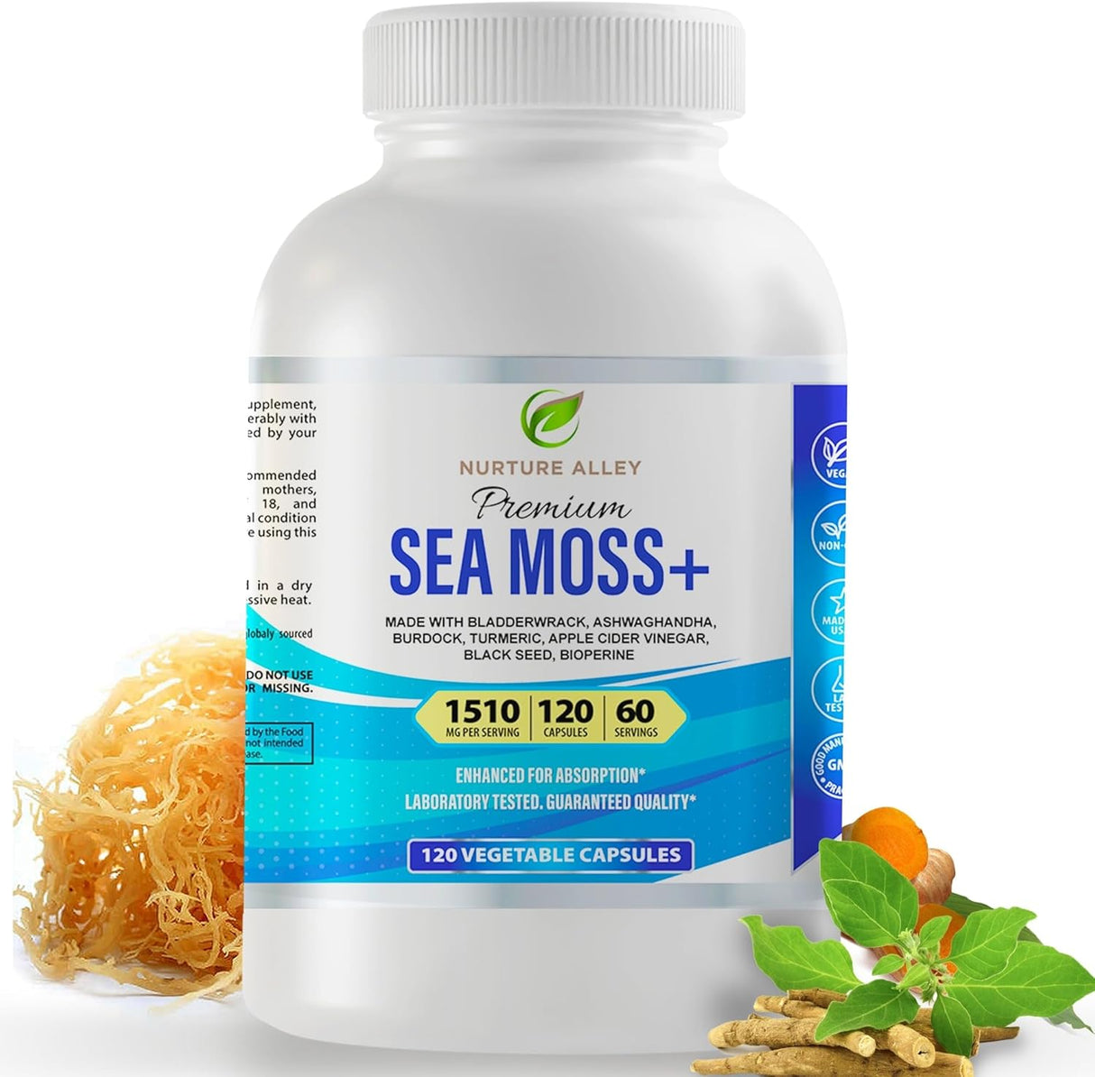 Complejo 8 en 1 de superalimentos: Sea Moss, Black Seed, Ashwagandha