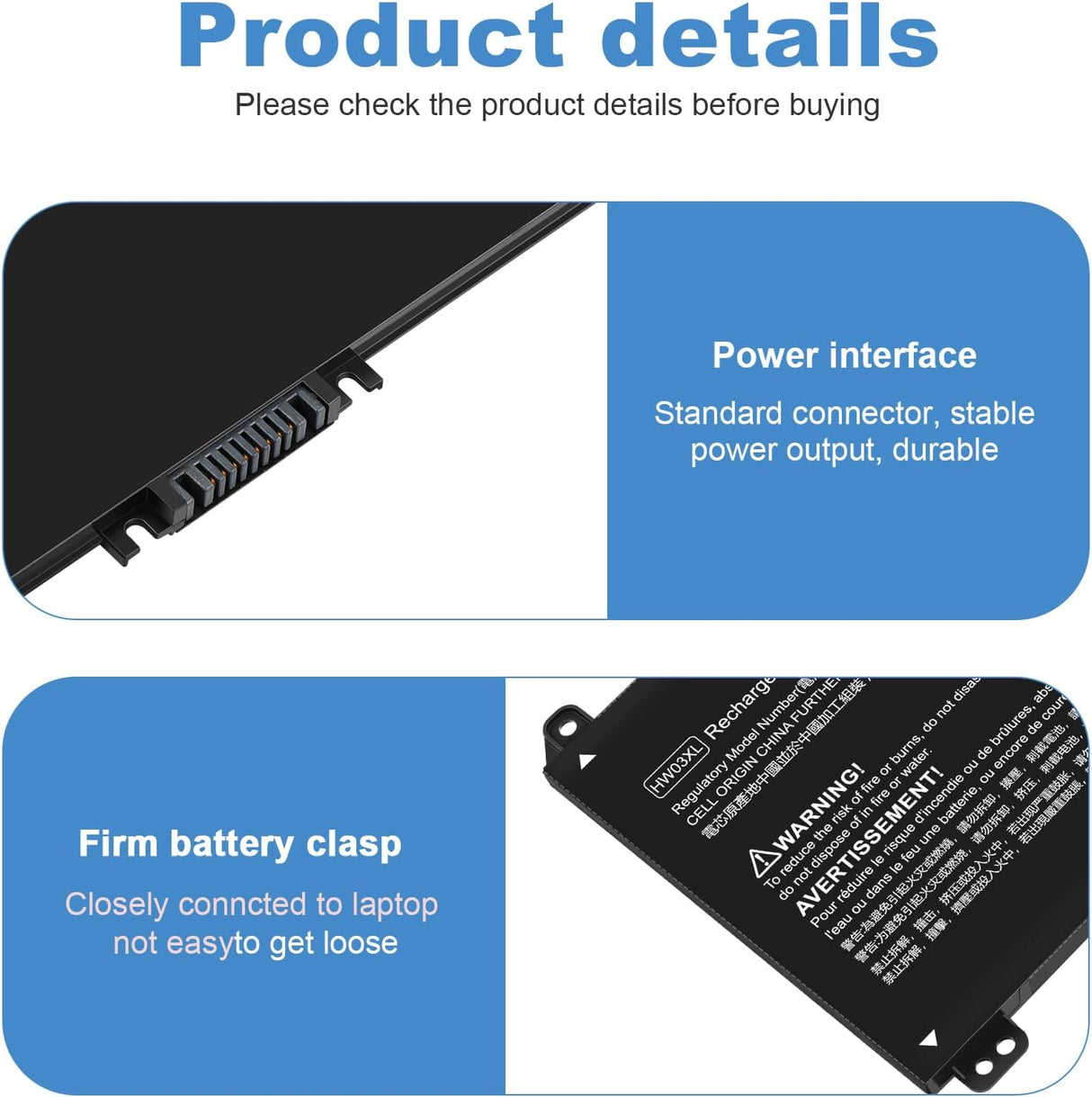 Batería Laptop HW03XL L97300-005 41.04Wh para Pavilion 15/17
