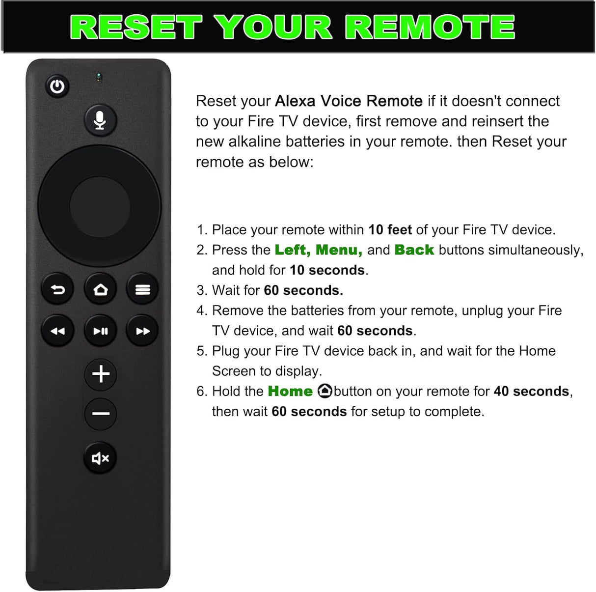 Control Remoto L5B83H para Amazon TV Stick y Cube, 4K