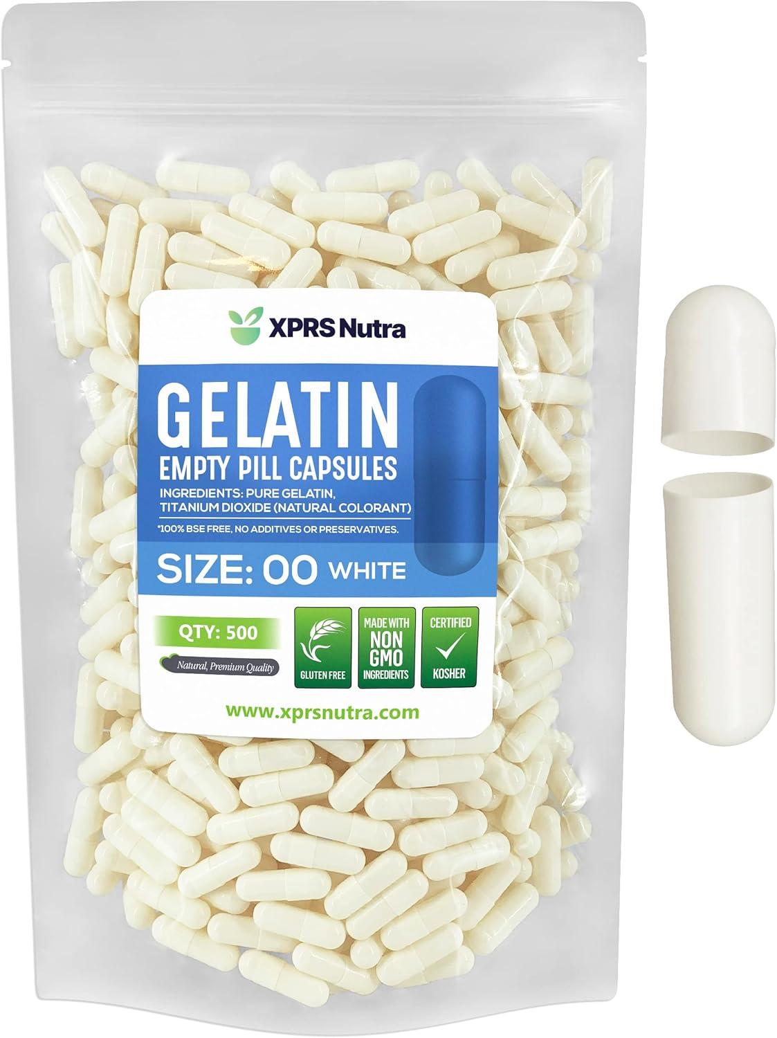 Cápsulas Vacías Gelatina XPRS Nutra Tamaño 00 - 500 Unidades