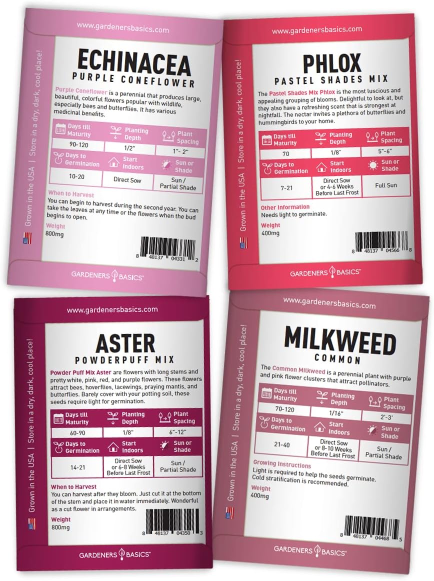 Semillas de Mariposa para Jardín, Gardeners Basics, 8 Variedades
