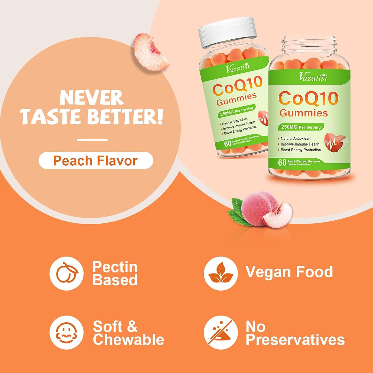 Pack de 2 Gummies CoQ10 con Omega-3, Magnesio y B12, 120 cápsulas