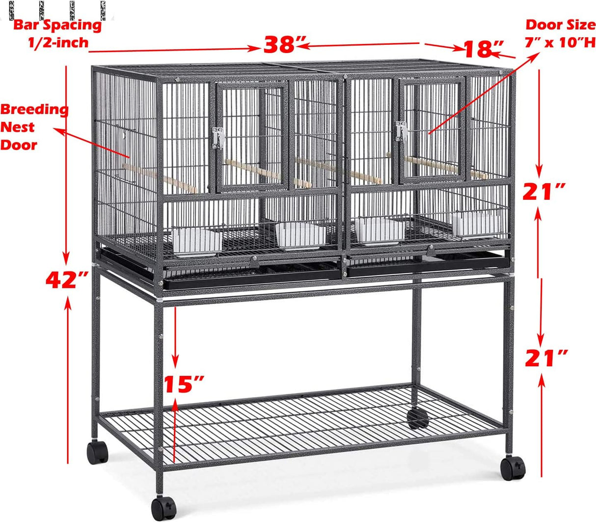 Jaula apilable de 42 pulgadas para cría de pájaros