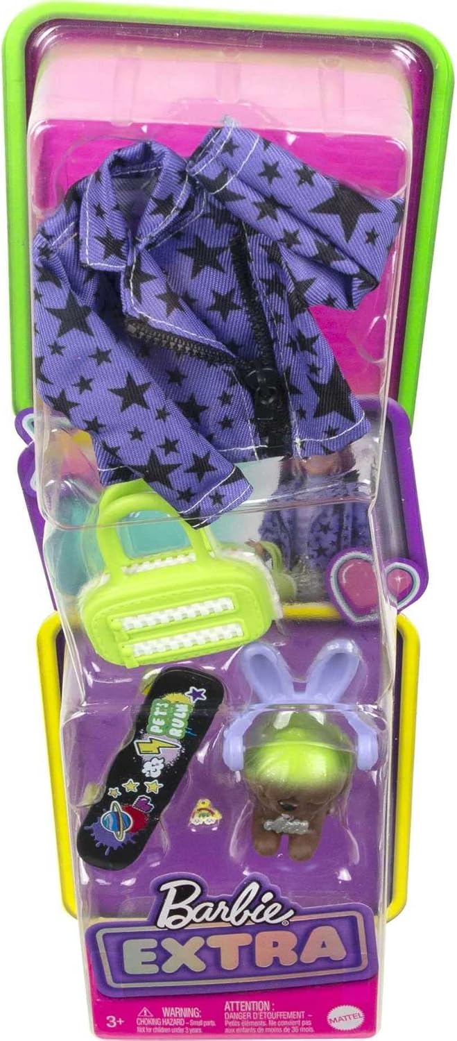 Barbie Extra Pack con 7 Piezas, Perrito, Accesorios y Moda