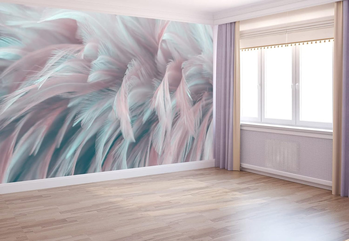 Mural 3D Plumas Bormia para Sala y Dormitorio, Decoración Artística