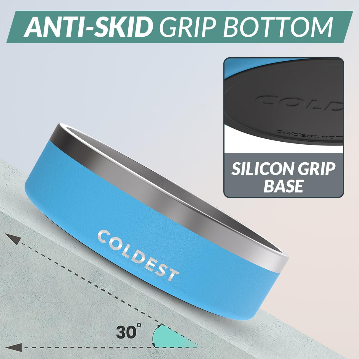 Cuenco Frío para Mascotas - Azul , Antideslizante, 42 oz