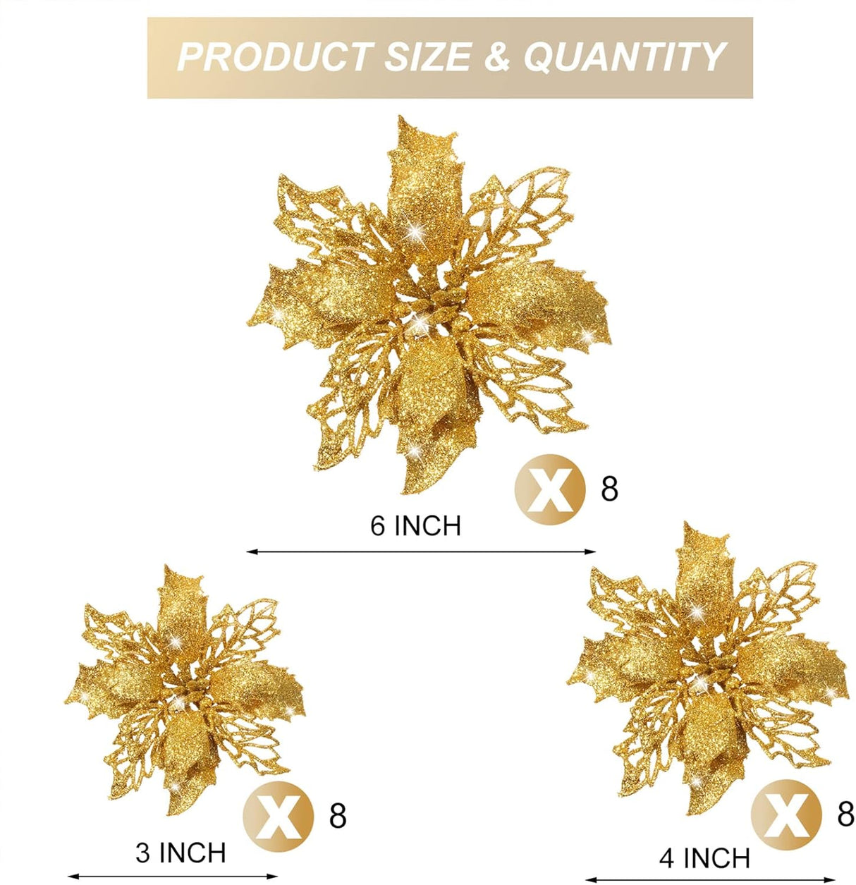 Flores Poinsettia Artificial Boao 24 Piezas para Decoración