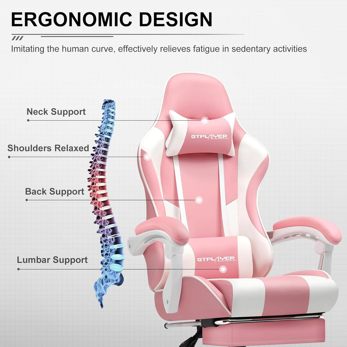 Silla Gamer con reposapiés y soporte lumbar gt800a GTPLAYER