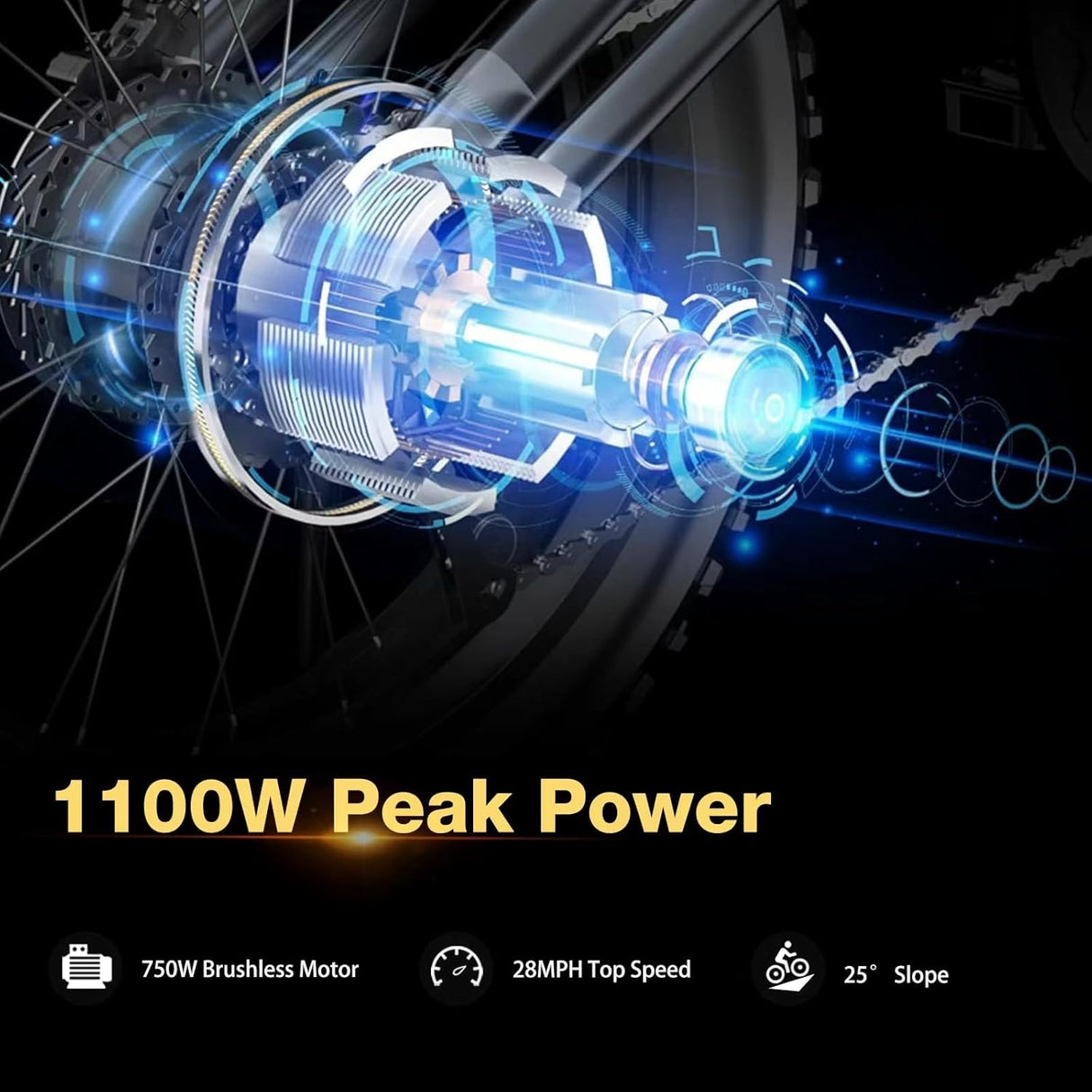 Bicicleta Eléctrica Plegable Fat Tire, 48V, Motor 1100W, M5