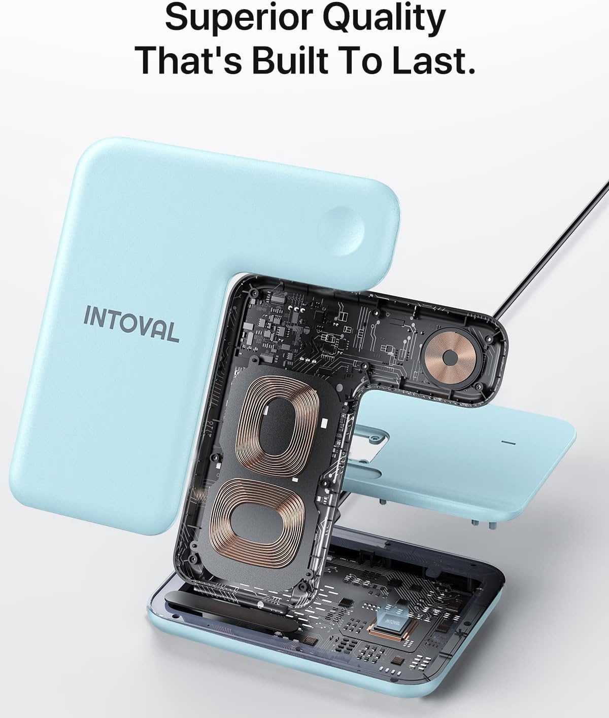 Cargador inalámbrico 3 en 1 para azul niebla