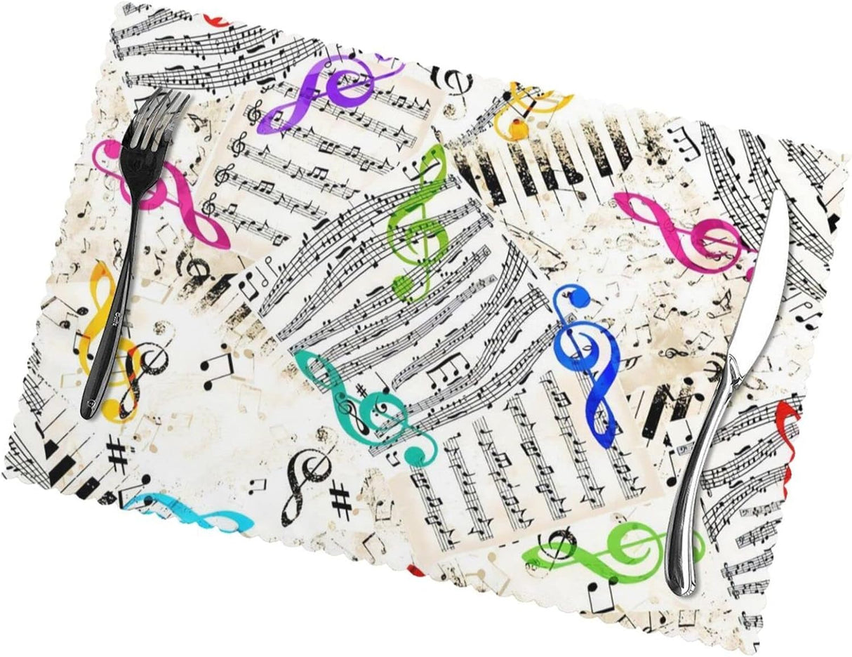 Manteles Individual Notas Musicales Antideslizantes 12x18 Pulgadas