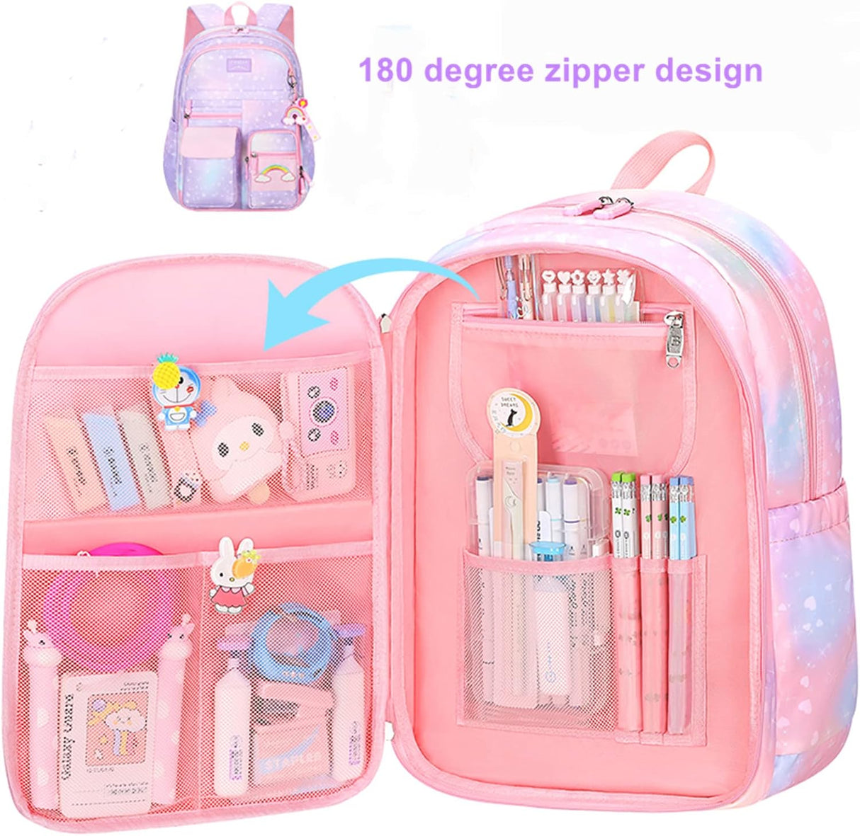 Mochila escolar para niñas con compartimentos