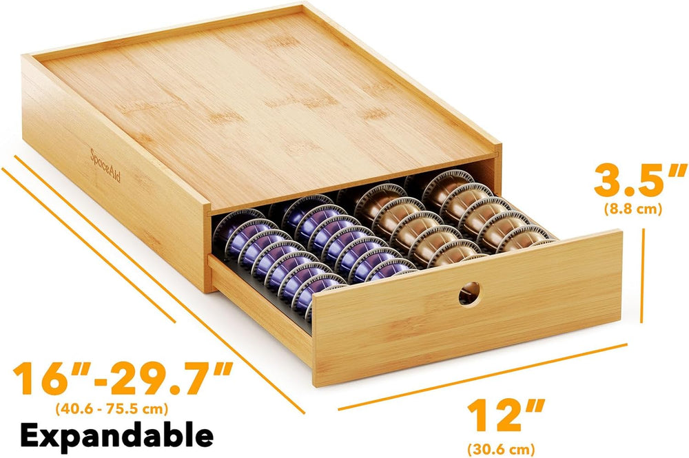 Soporte de bambú para cápsulas de café Nespresso Vertuo