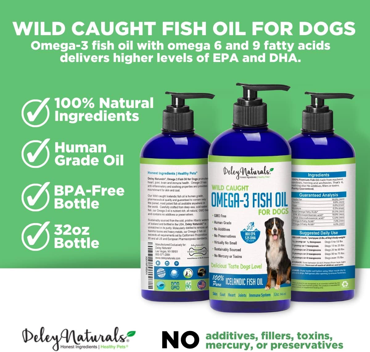 Vitaminas Aceite de pescado capturado salvaje para perros