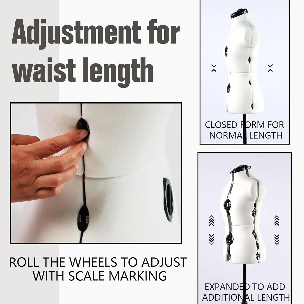 Maniquí ajustable para costura, tamaño 6-14, 13 diales, 42.5-60