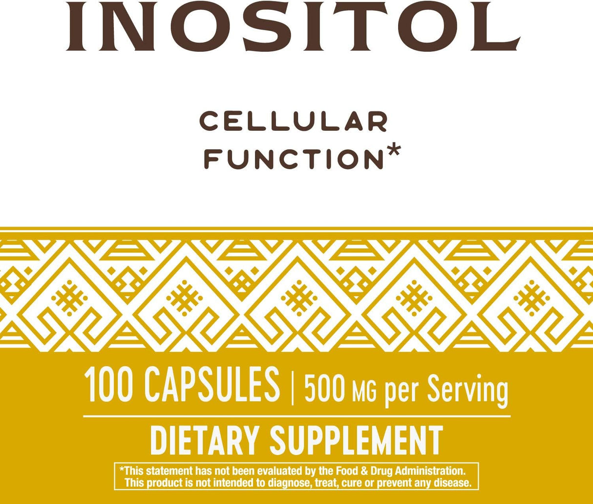 Suplementos Inositol 500 mg por porción, 100 cápsulas