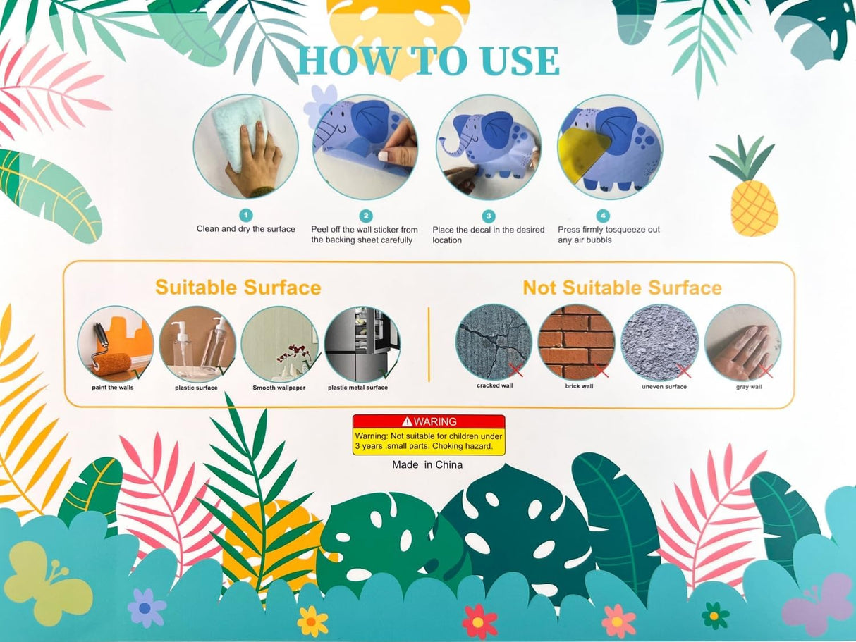 Vinilos de Pared AOWDIAO, Animales Safari para Niños, Decoración