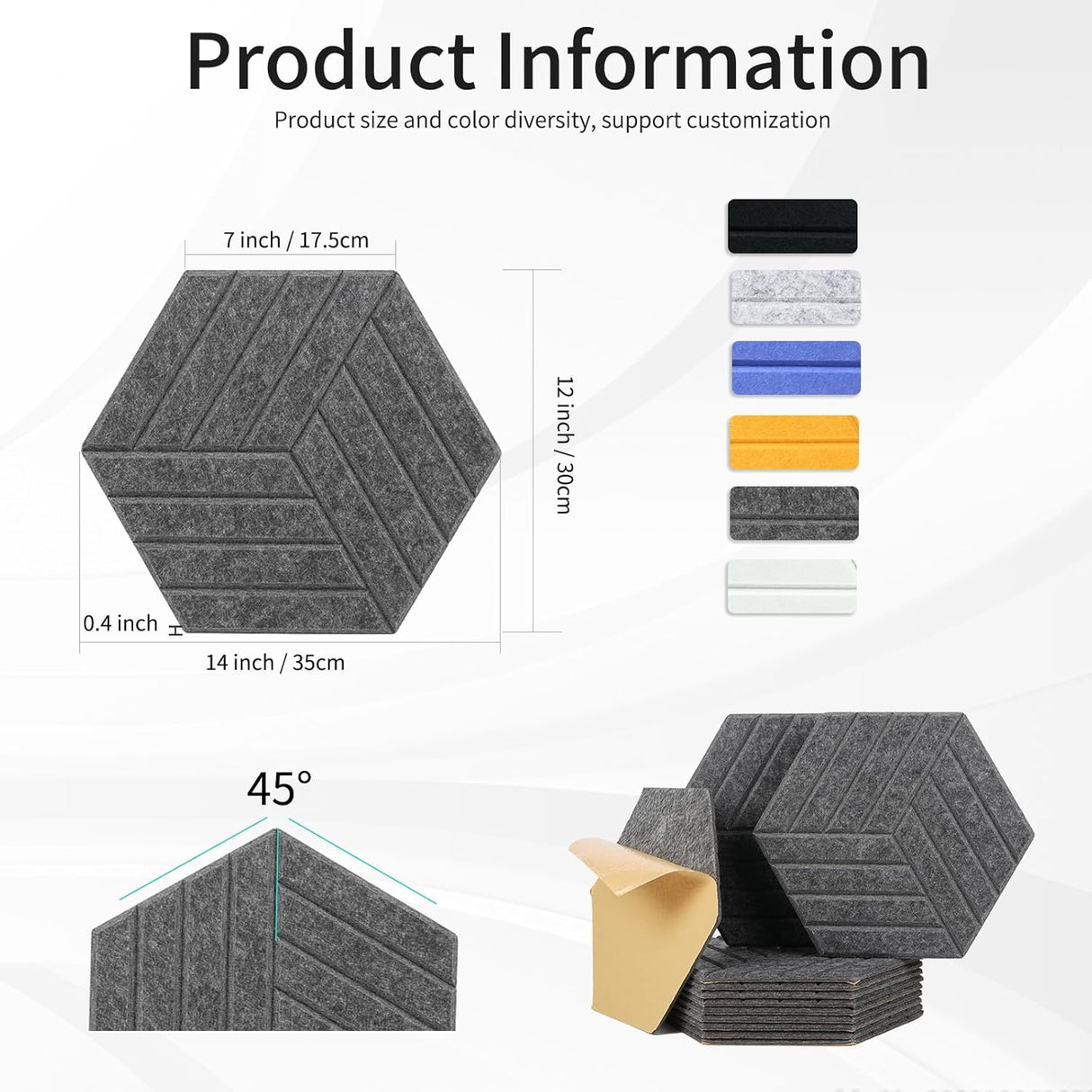 Paneles Acústicos Hexagonales Adhesivos 12 Pack 14x12 Foam