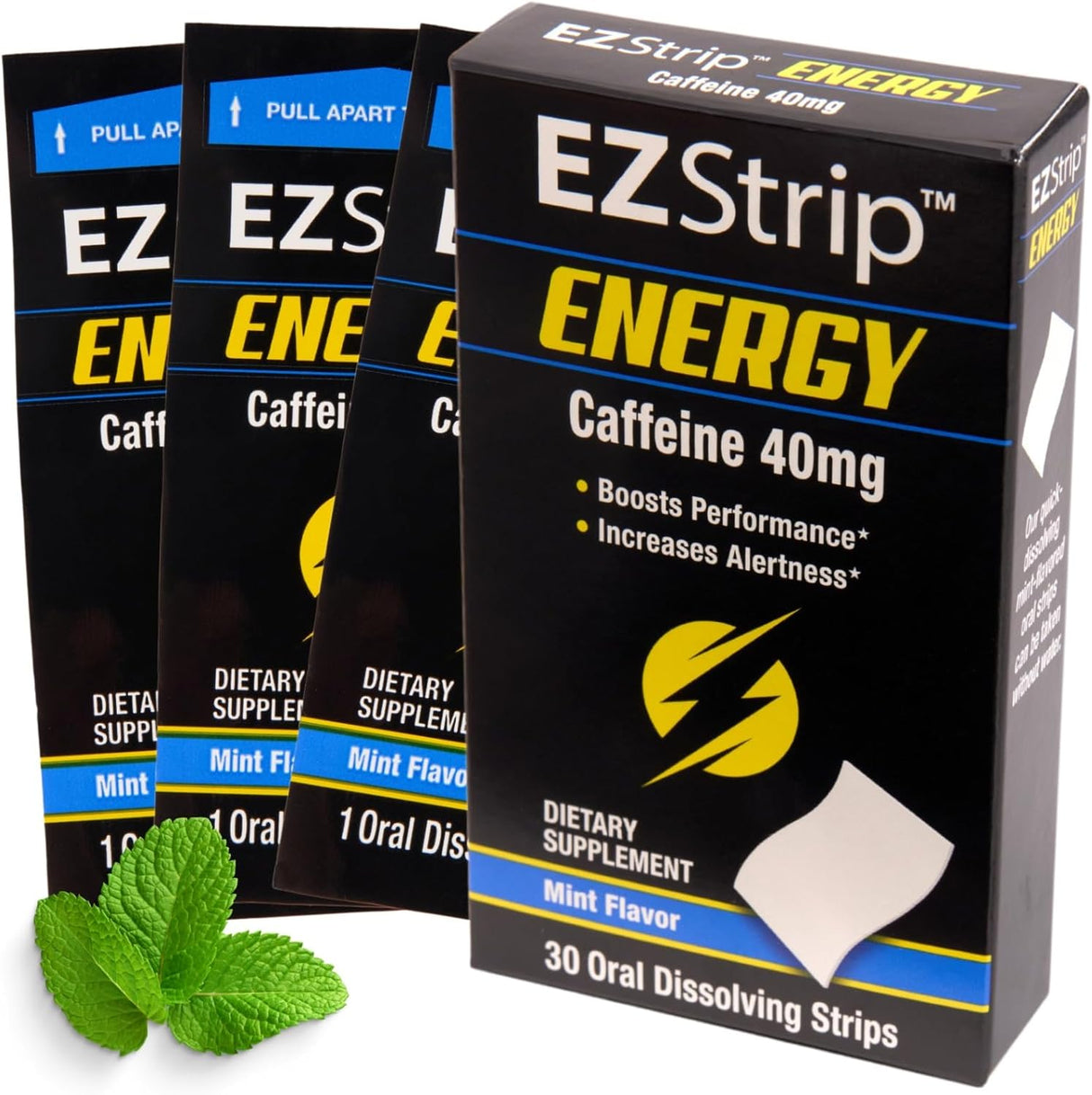 Tiras Energéticas 40 mg Cafeína - Suplemento Energía 30 Pk