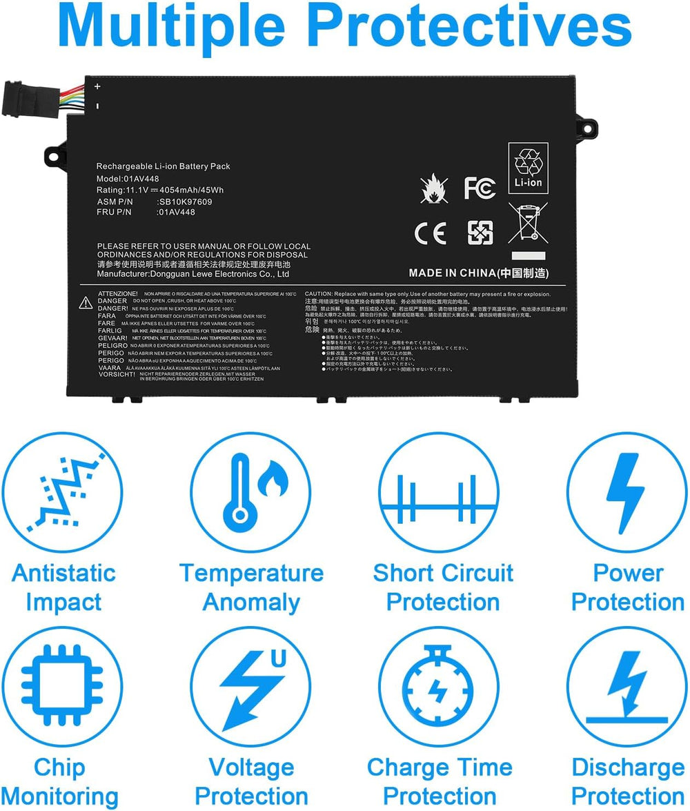 Batería 01AV445 01AV448 para Lenovo ThinkPad E480 E490 E580