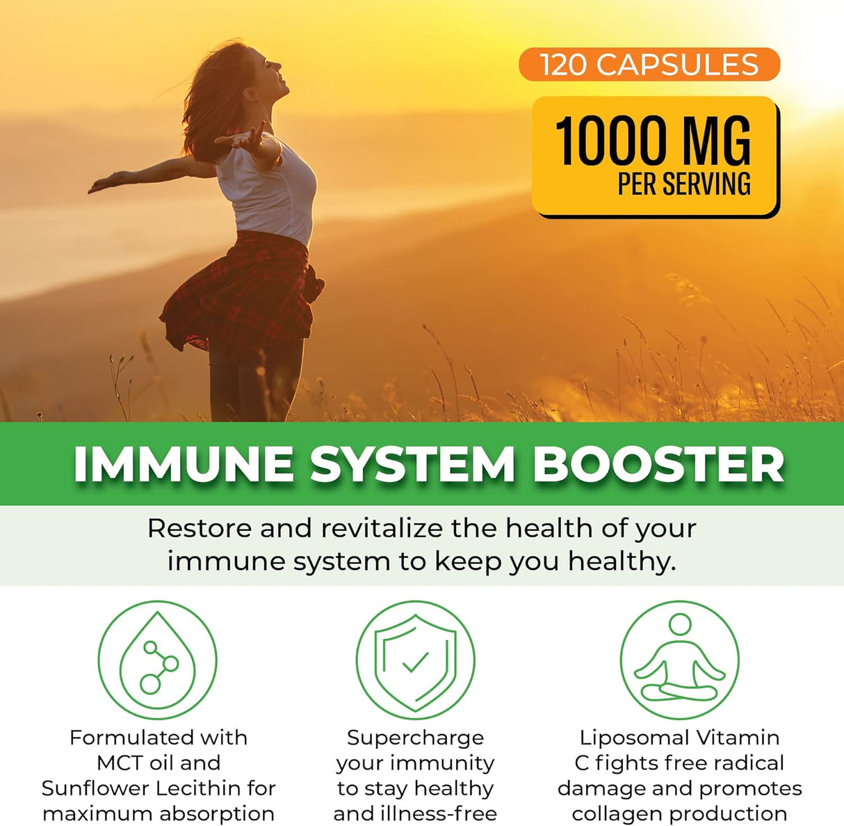 Suplementos Vitamina C liposomal 1000 mg con aceite MCT