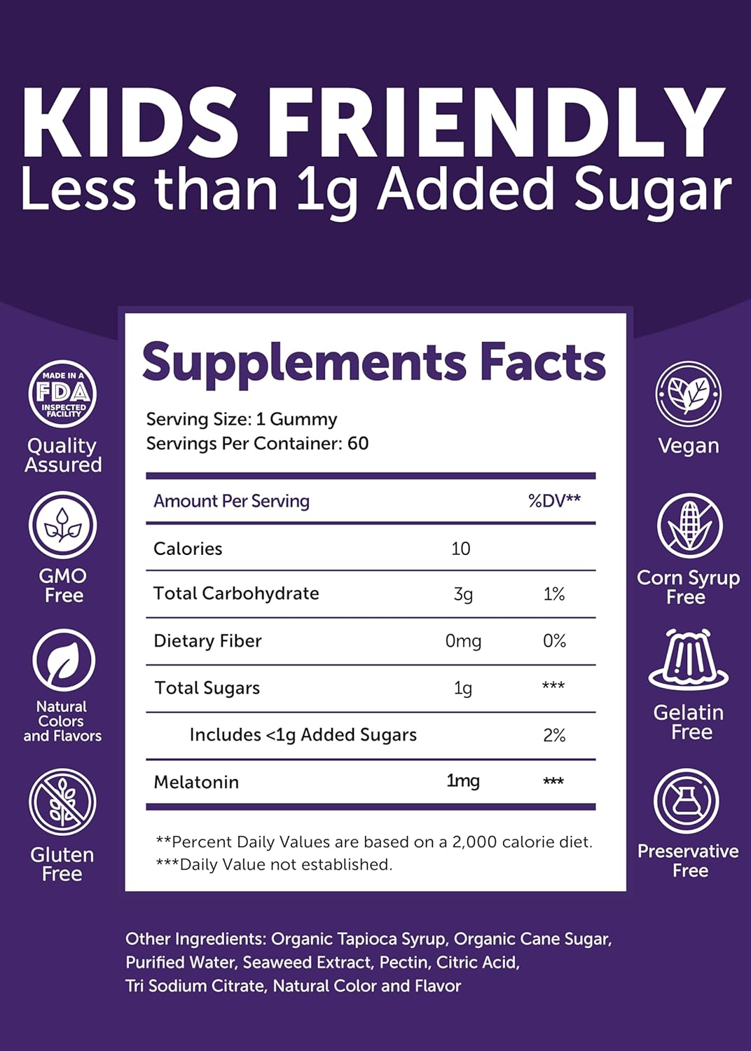 Apoyo para dormir Gomitas masticables de baja dosis 1 mg