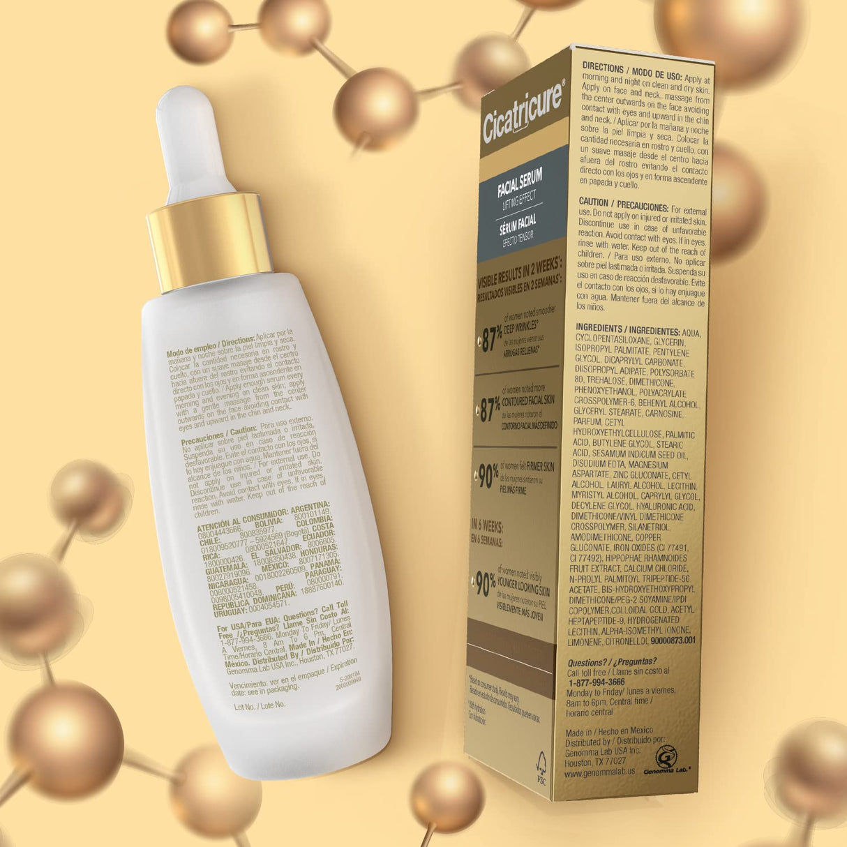 Suero facial con efecto lifting para cara, cuello y pecho