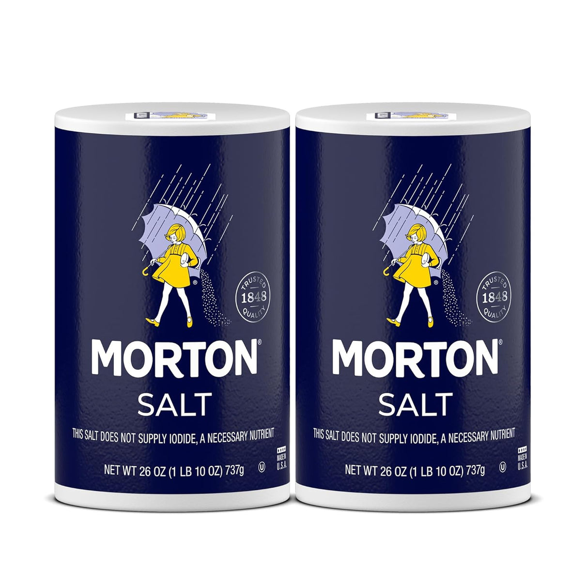 Sal de Mesa Morton, No Yodada, Ideal para Cocinar, 2-Pack 26 oz