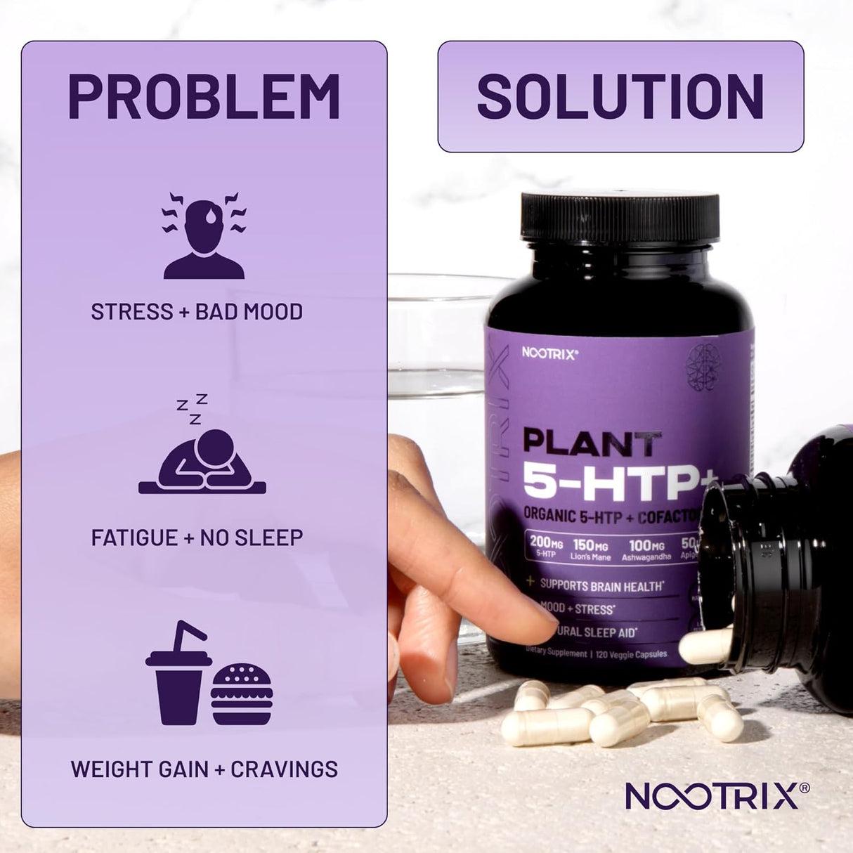 Suplemento 5 HTP+ Cofactor, Salud Mental y Sueño, 120 Caps