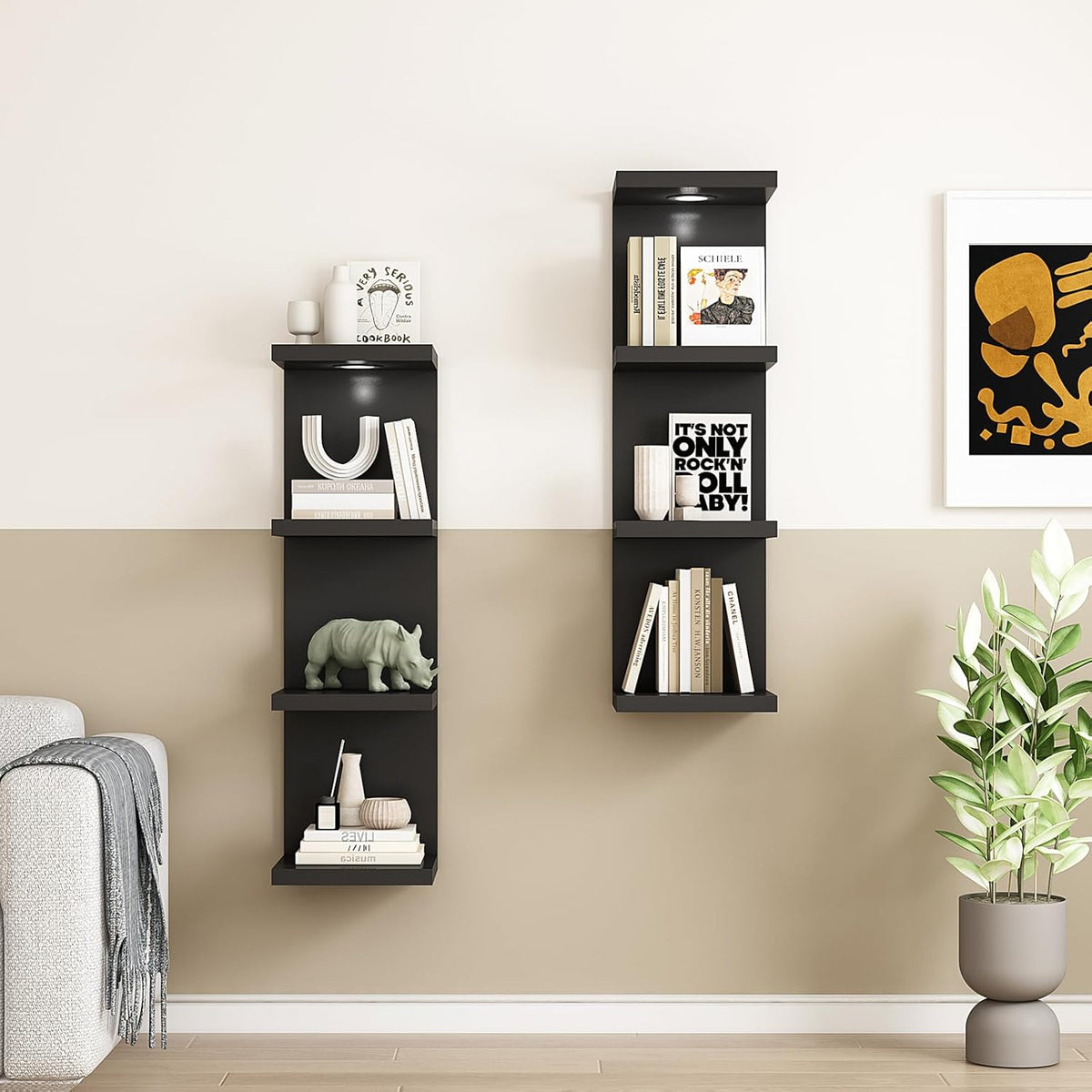 Estante de Pared 4 Niveles, Marca Lack, Con Luz LED Control Remoto