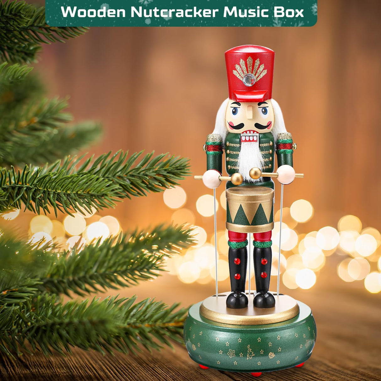 Figuras de Navidad Nutcracker, Biupky, 12 Madera, Caja Musical