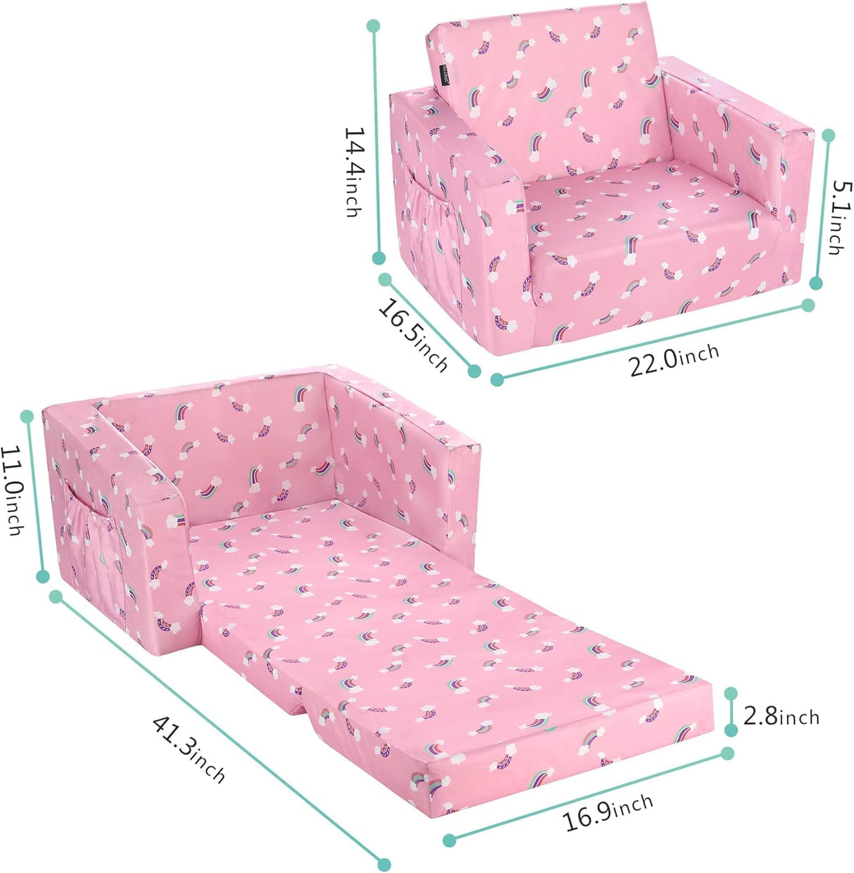 Silla cama tapizada para niños y bebés, Rosa MallBest