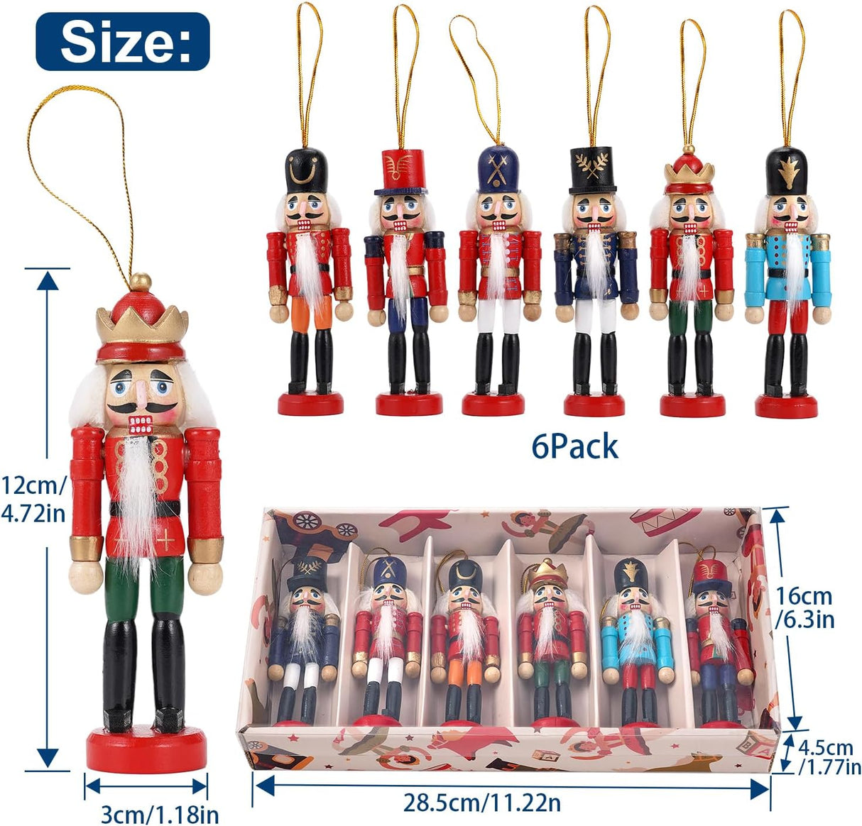 Adornos Navideños Nutcracker COMBIUBIU, Figuras de Madera