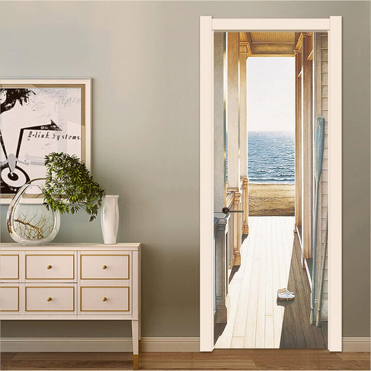 Pegatina 3D para Puerta - Autoadhesiva Marítima - 30.3x78.7