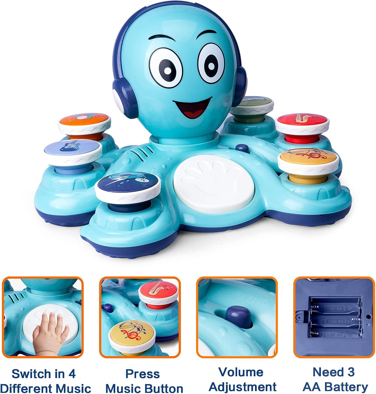 Juguete Musical Octopus, Aprendizaje para Niños, Educativo, Modelo 2023