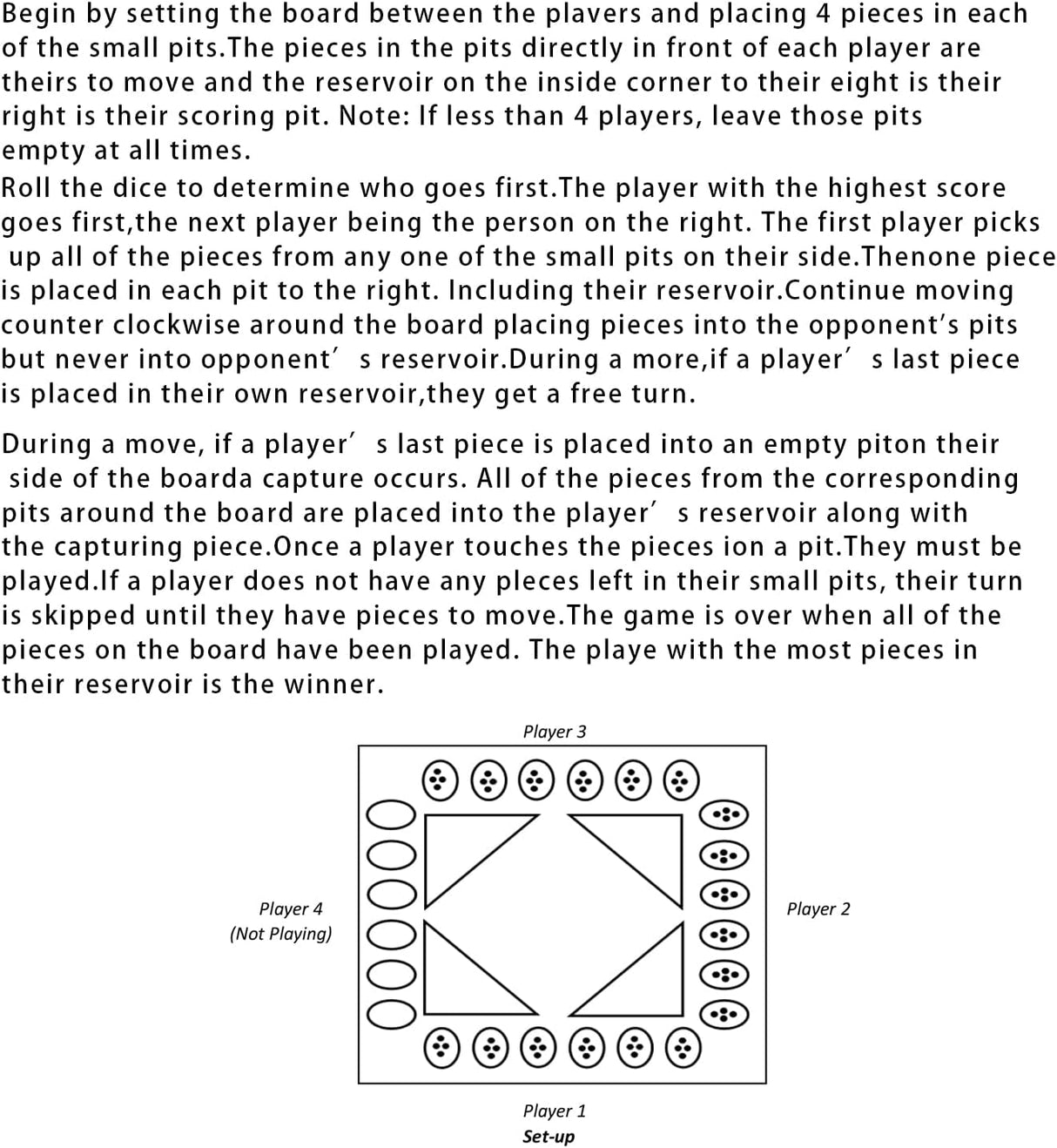 Juego de Mancala GSE con Piedras de Vidrio, 4 Jugadores, Plegable