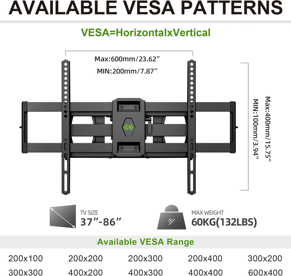 Soporte de TV USX, Full Motion para 37-86, VESA 600x400mm