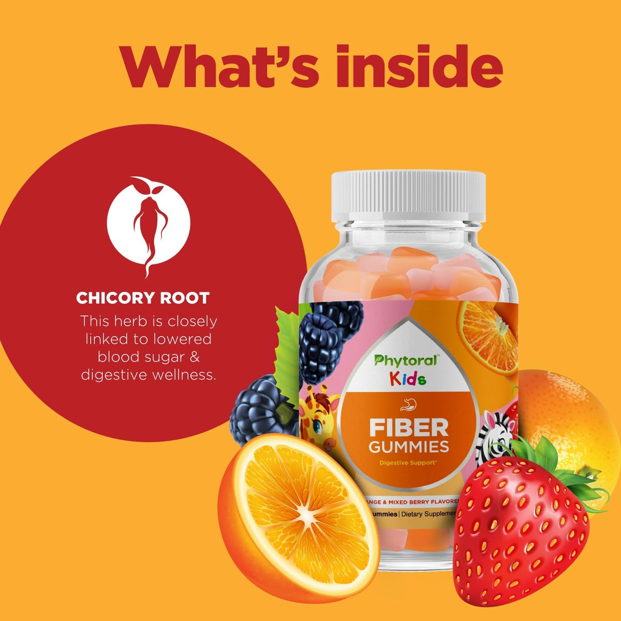 Vitaminas gomosas de fibra de raíz de achicoria para niños