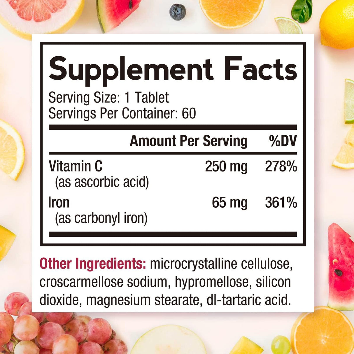 Suplementos Alimenticios Hierro carbonilo con vitamina C