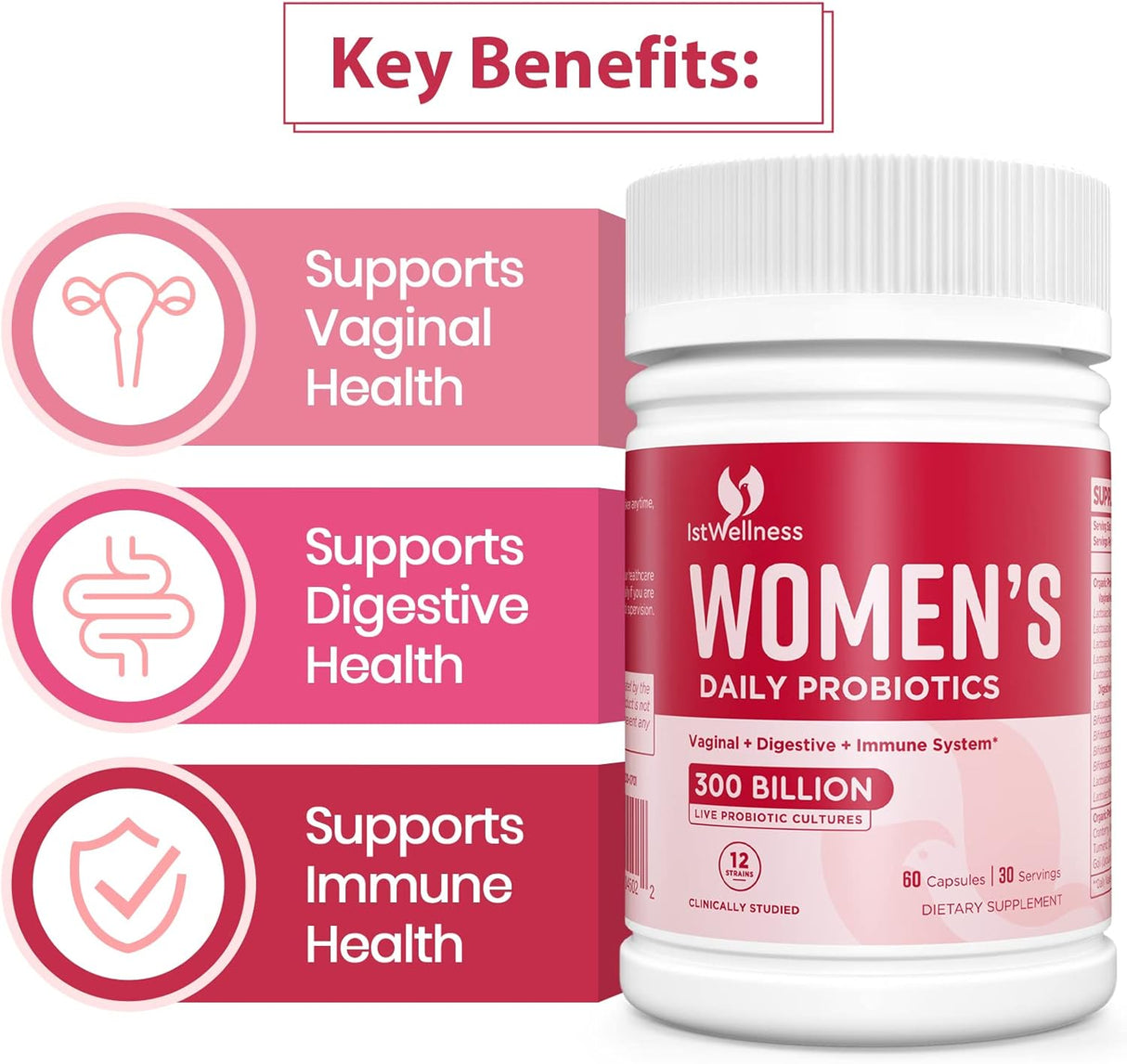 Suplementos Probióticos para mujeres 300 mil millones de UFC