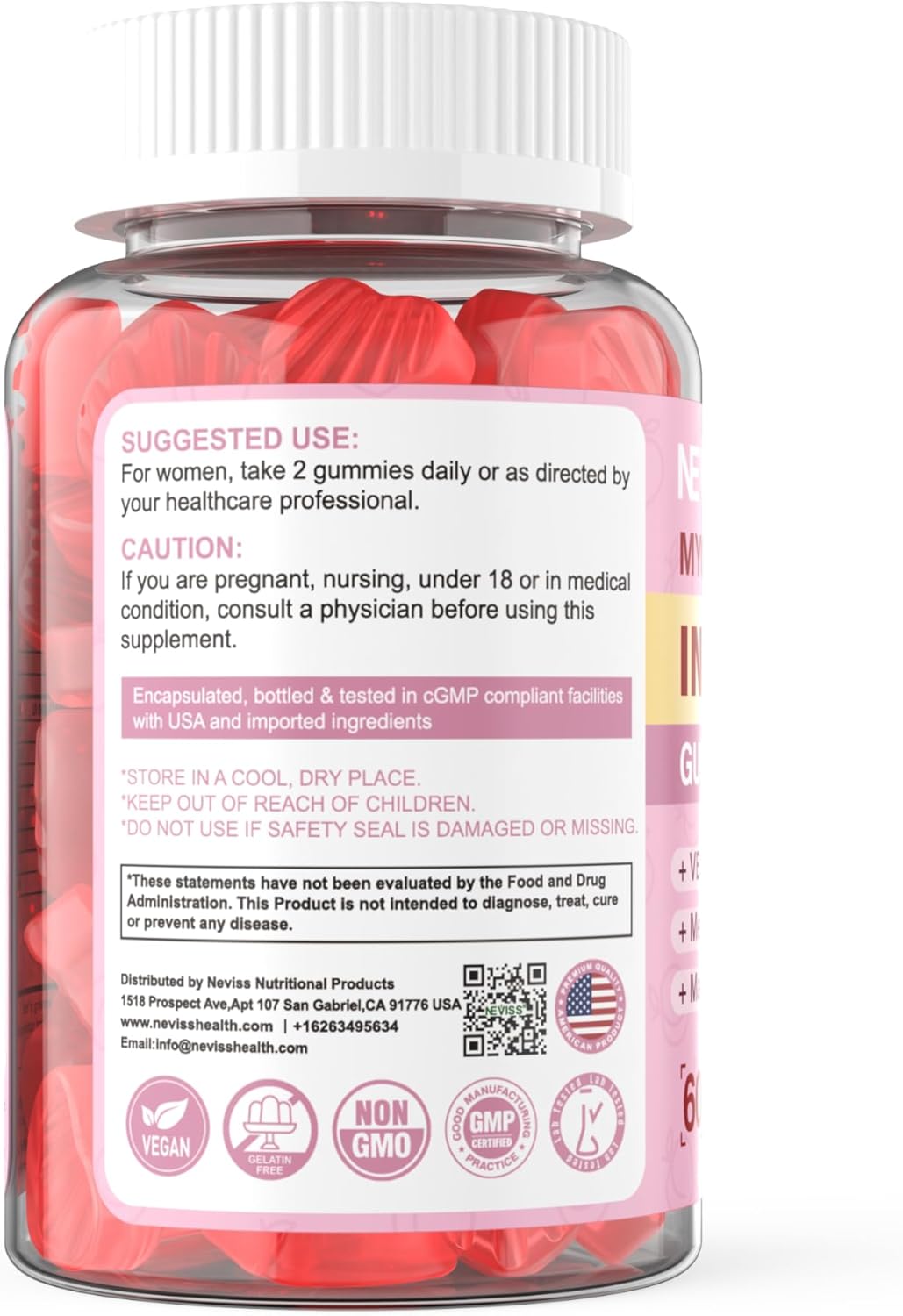 Gummies de Inositol y D-Chiro para Mujeres, 2000mg + 50mg