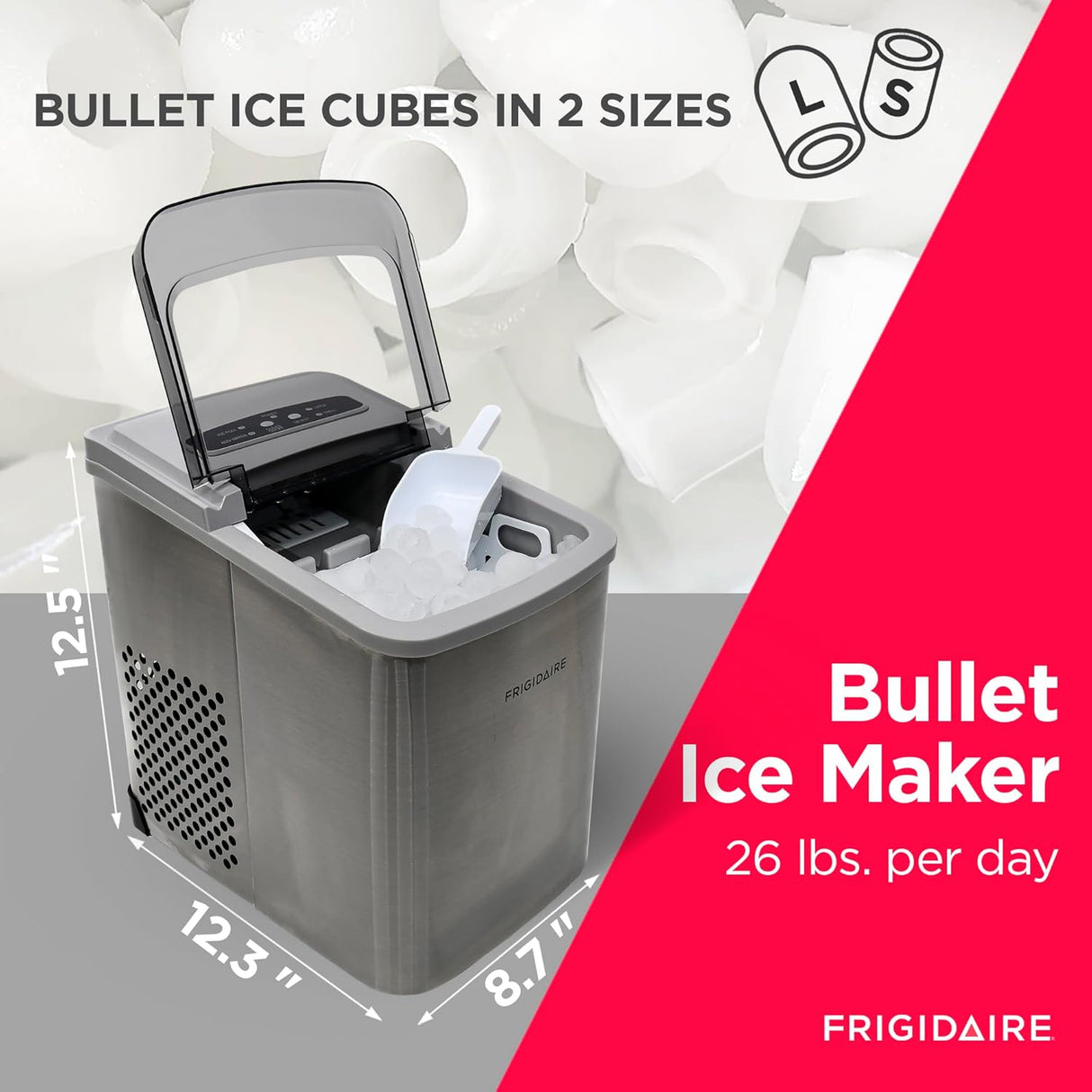 Máquina de Hielo Frigidaire, 26 lbs/día, Compacta, Modelo XYZ
