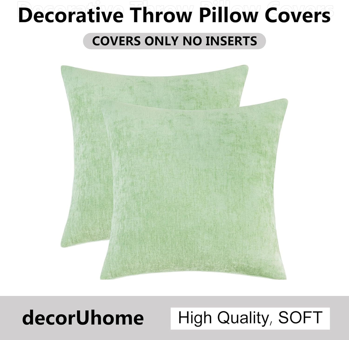 Funda de Cojín DecorUhome 18x18, Juego de 2, Chenilla Suave