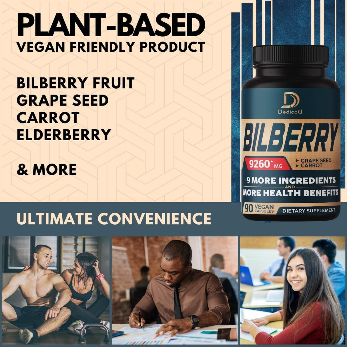 Suplemento de extracto de arándano 10 en 1 para ojos 90 cáp