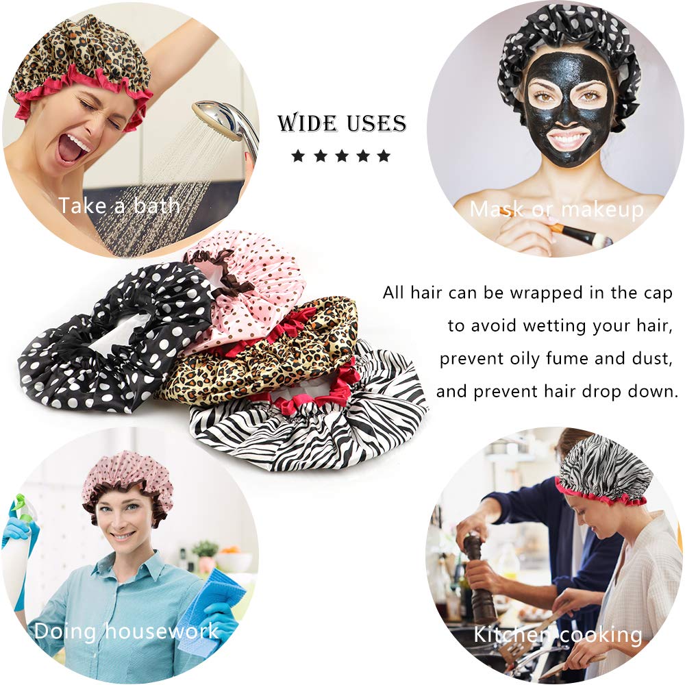 Gorro de Ducha TCOTBE, Reutilizable, Doble Capa Impermeable