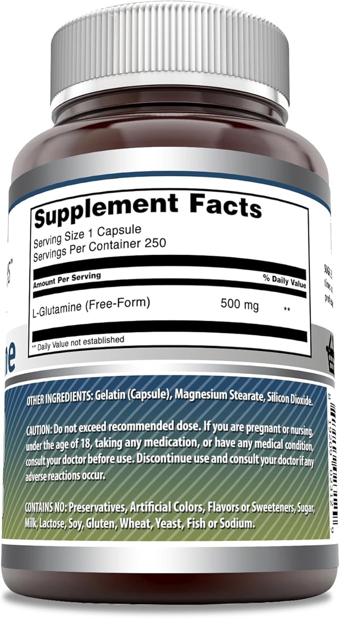 Suplemento de L-Glutamina 500 mg - Amazing Formulas 250 cápsulas