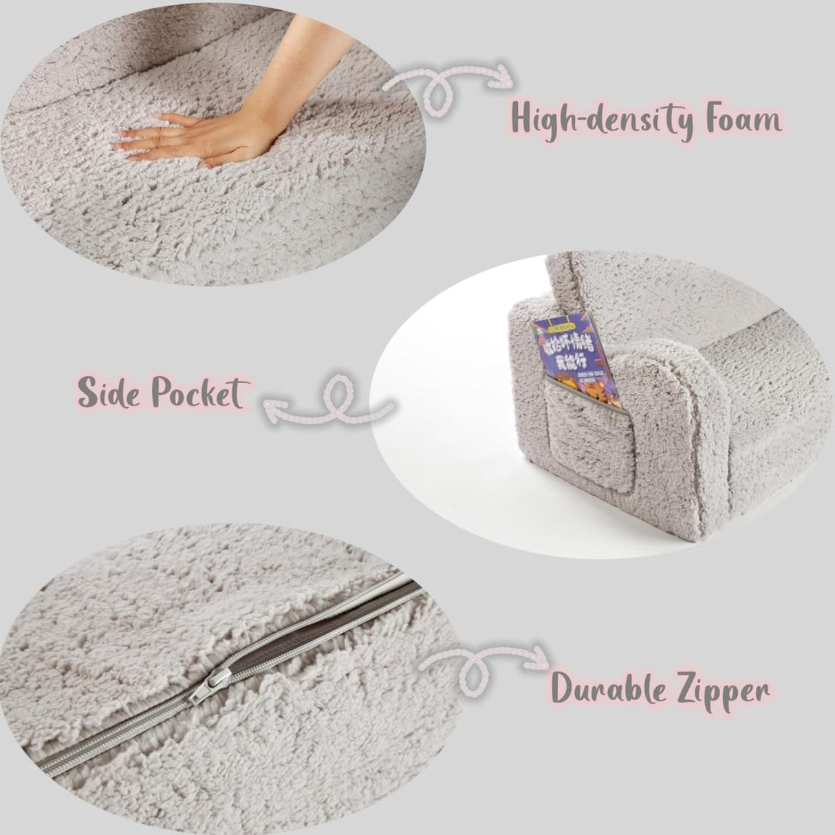 Silla extra ancha para niños pequeños suave 2 en 1, Gris